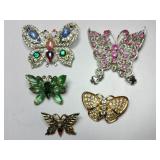 Multicolor rhinestone butterflies
