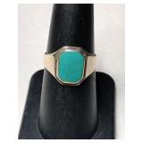 Silver turquoise Ring marked 925 size 6. 5  .090