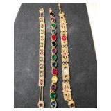 Gold tone multicolor rhinestone bracelets(