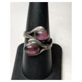 Silver amethyst stone Ring marked 925 size 8.