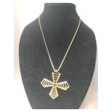 Trifari gold tone Maltese cross pendant necklace