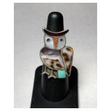 Silver Zuni multicolor owl   Ring marked VB