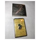 Yellow enamel picture holder and silver notepad