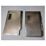 2 gold tone metal notepad holder with pen