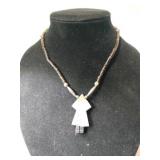Native American beaded necklace w/Stone  pendant