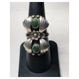 Silver Navajo greenstone ring size 6.      .185oz