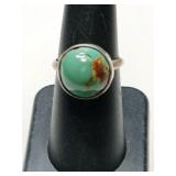 Silver green turquoise Ring size 6    .140oz