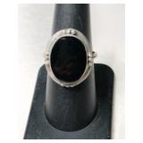 Silver Navajo black onyx Ring size 7.5    .165oz
