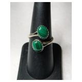 Silver Malachite Stone Ring size 6.5.    .100oz