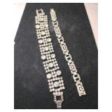2 silvertone clear rhinestone bracelets