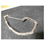 Silver tone Ornate clearstone hinged bracelet