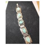 Silvertone Egyptian  revival panel bracelet with