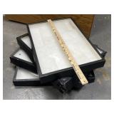 4 20'x14' cardboard display cases with glass