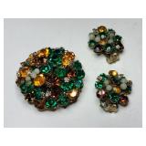 Weiss dome w/ green -Amber clear rhinestone