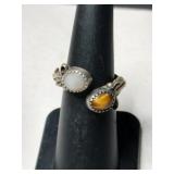 Silver Navajo mother of  Pearl, tiger eye Ring