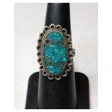 Silver turquoise Ring marked 925.    Size 6