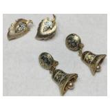 Goldtone Bell dangle clip-on earrings