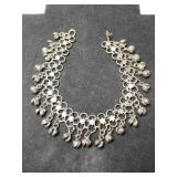 Silvertone dangle Bell choker necklace
