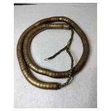 Gold tone segmented brass tribal snake chain