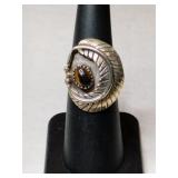 Silver Navajo tiger eye stone  ring   Size 5.5