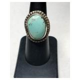 Silver Navajo turquoise ring size 6    .275oz