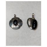 Silver Navajo black onyx pendants marked