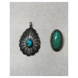 Silver Navajo turquoise pendants marked Sterling.