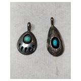 Silver Navajo turquoise shadow box pendants