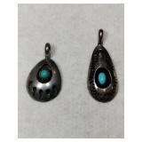 Silver Navajo turquoise shadow box pendants