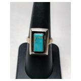 Silver Navajo turquoise ring size 6 .5    .195oz