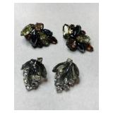 Amber and gray colored rhinestone clip on