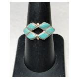 Silver Zuni turquoise Ring size 7.5   .065oz