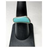 Silver turquoise Ring marked 925 size 6 .5