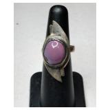 Silver Ulrich  Denmark cat's eye ring.  Size 5.