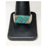 Silver native American turquoise ring  marked