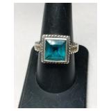 Silver Judith Ripple blue topaz ring marked 925