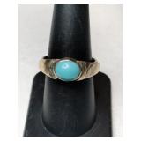 Silver turquoise ring.  Size 8.   .160oz