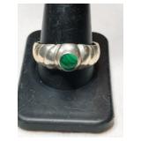 Silver greenstone ring.  Marked 925.   Size 11.5