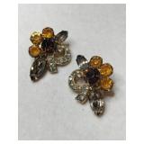 Eisenberg ice clear and Amber rhinestone clip on