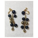 Napier black and gold dangle screw back earrings