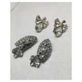 LaRel and Coro clear rhinestone clip-ons earrings