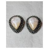 silvertoneTeardrop Stone clip earrings