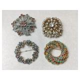 4  gold/silver tone multicolor rhinestone