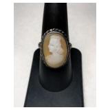 Silver cameo ring size 8.    .185oz