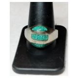 Silver native American turquoise ring size 10.5