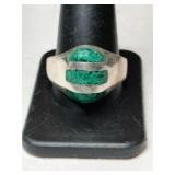 Silver native American turquoise ring size 12
