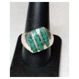 Silver native American turquoise ring marked