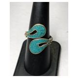 Silver native American turquoise chips Ring