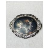 Siam  Thai dancers brooch  marked Sterling