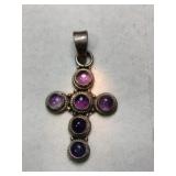 Silver amethyst cross pendants marked  925  .325